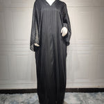 Vestido de moda musulmán Abaya, túnica negra, tela brillante con diseño, conjunto de dos piezas EX-STOCK Canada