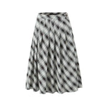 American Retro Low Waist Navel Plaid Pleated Long Skirt Women - EX-STOCK CANADA