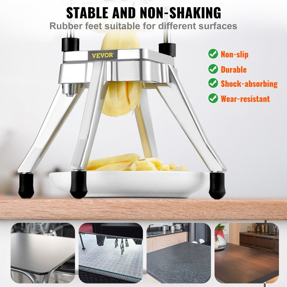 Commercial Vegetable Fruit Chopper, Stainless Steel French Fry Cutter With 4 Blades EX-STOCK