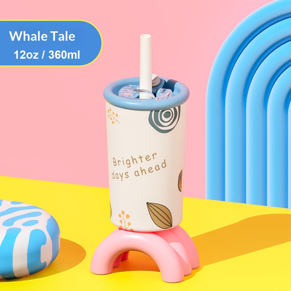 Kids Insulated Stainless Steel Straw Tumbler – 360ml Leak-Proof Cup with Cute Designs | 6 Styles