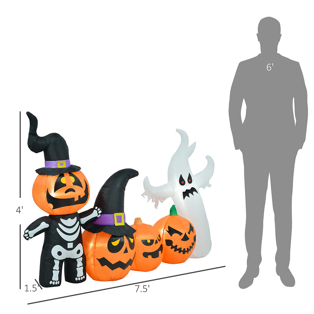 7.5ft Inflatable Halloween Pumpkin Ghost Family, Blow Up LED Display For Garden Indoor Outdoor EX-STOCK