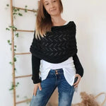 Autumn And Winter Warm Knitted Shawl Women's Hollowed-out Double Sleeve Shawl Collar Fashion Natural For Home And Party EX-STOCK Canada 