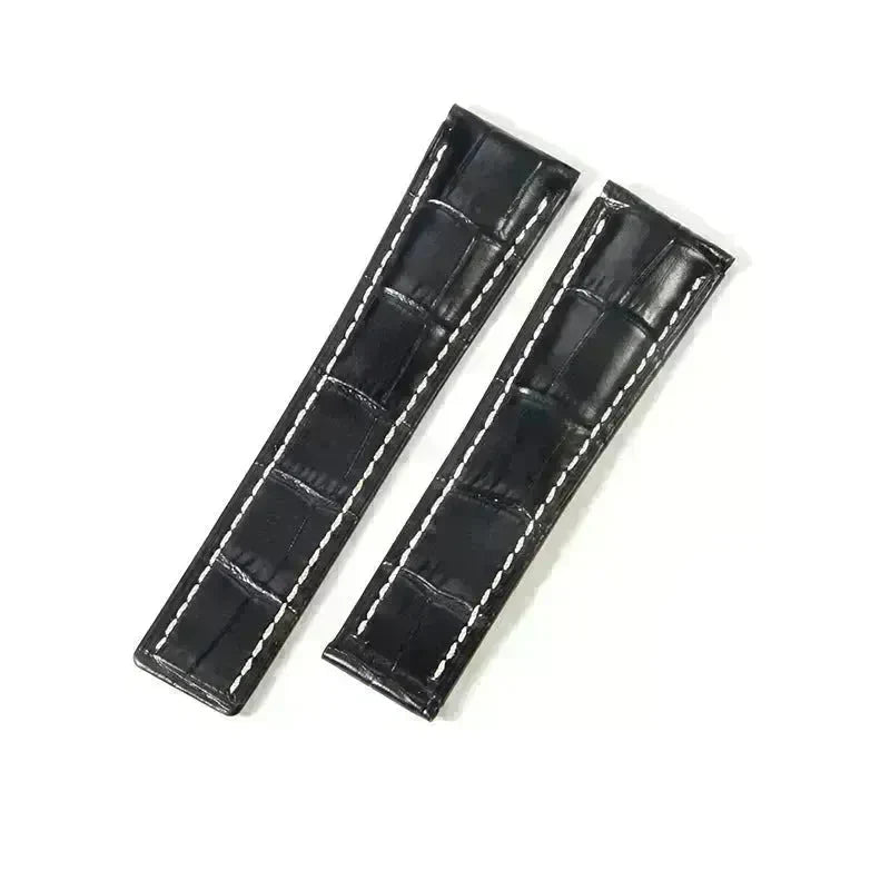 22mm 24mm Black Brown Blue Bamboo Grain Cowhide Watch Strap - EX-STOCK CANADA