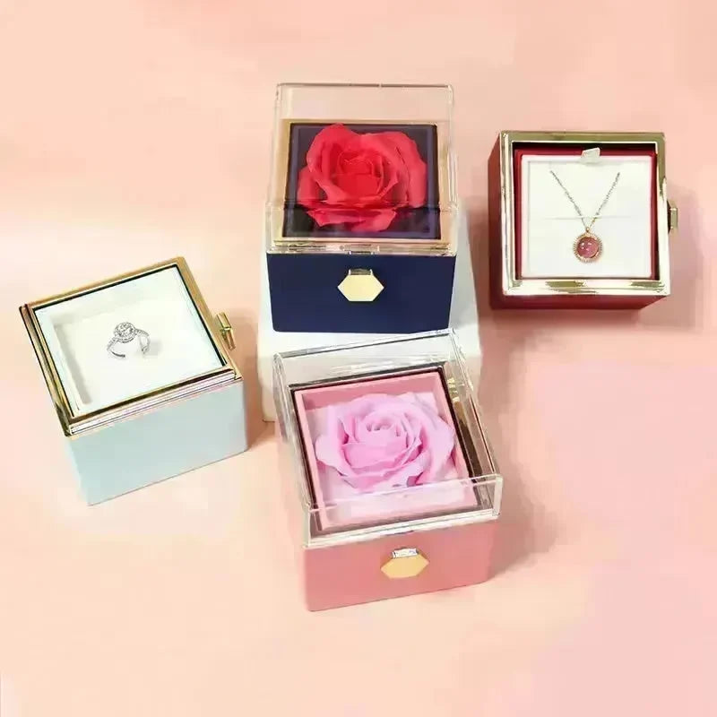 Rotating Soap Flower Rose Gift Box Creative Rotating Rose Jewelry Packaging Box Valentine's Day Gift For Women - EX-STOCK CANADA