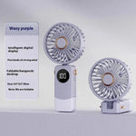 Handheld Fan Digital Display Hanging Neck Folding Charging - EX-STOCK CANADA