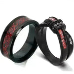 New Black Gold Garnet Red Cross Zircon Ring - EX-STOCK CANADA