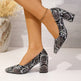 Women's Snake Print Pointed Toe Block Heel Pumps 2026 Spring Summer Elegant High Heels Versatile Office Party Shoes 