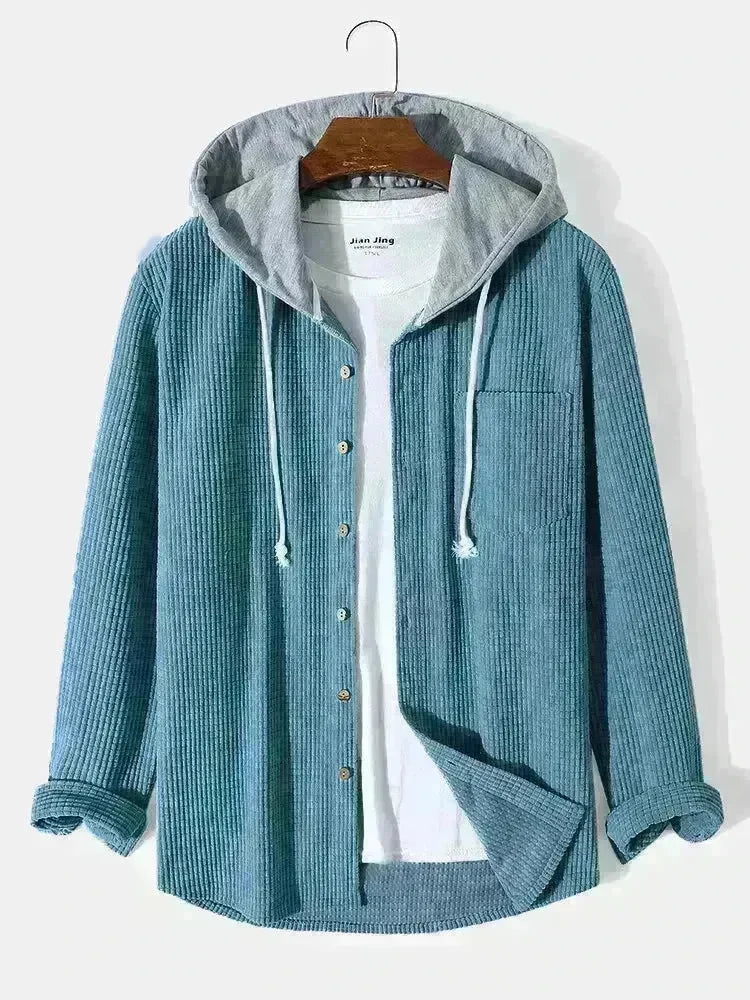 Men's Autumn And Button down Waffle Hoodie Cardigan - EX-STOCK CANADA