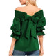 Spring Summer Women Off Shoulder Strapless Blouse top Bowknot Slash Neck Casual Loose Plus Size top - EX-STOCK CANADA