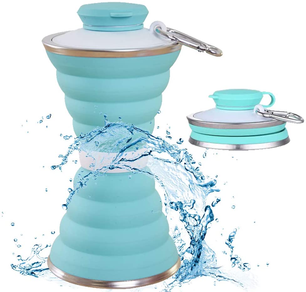 500ML Silicone Water Bottle Cup Foldable Leak Proof Portable Sports Travel Water Bottles For Outdoor Travel Gym Hiking Reuseable Kitchen Gadgets 