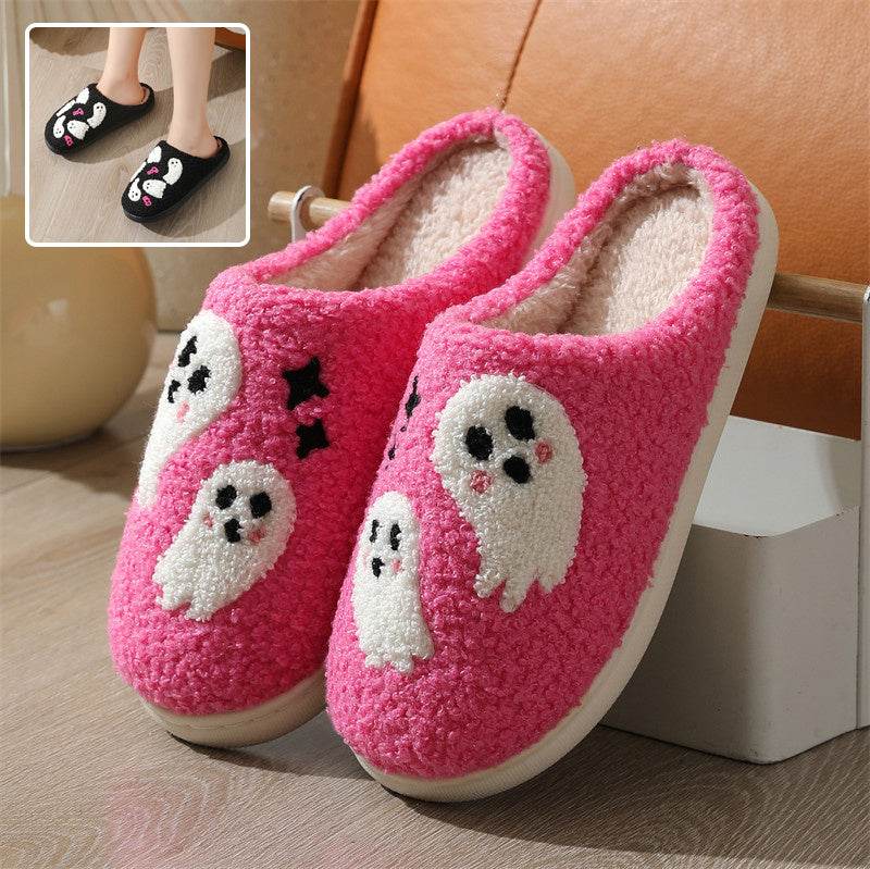 Halloween Cartoon Ghost Cotton Slippers For Women Indoor Non-slip Bedroom Floor Slipper Winter House Shoes EX-STOCK