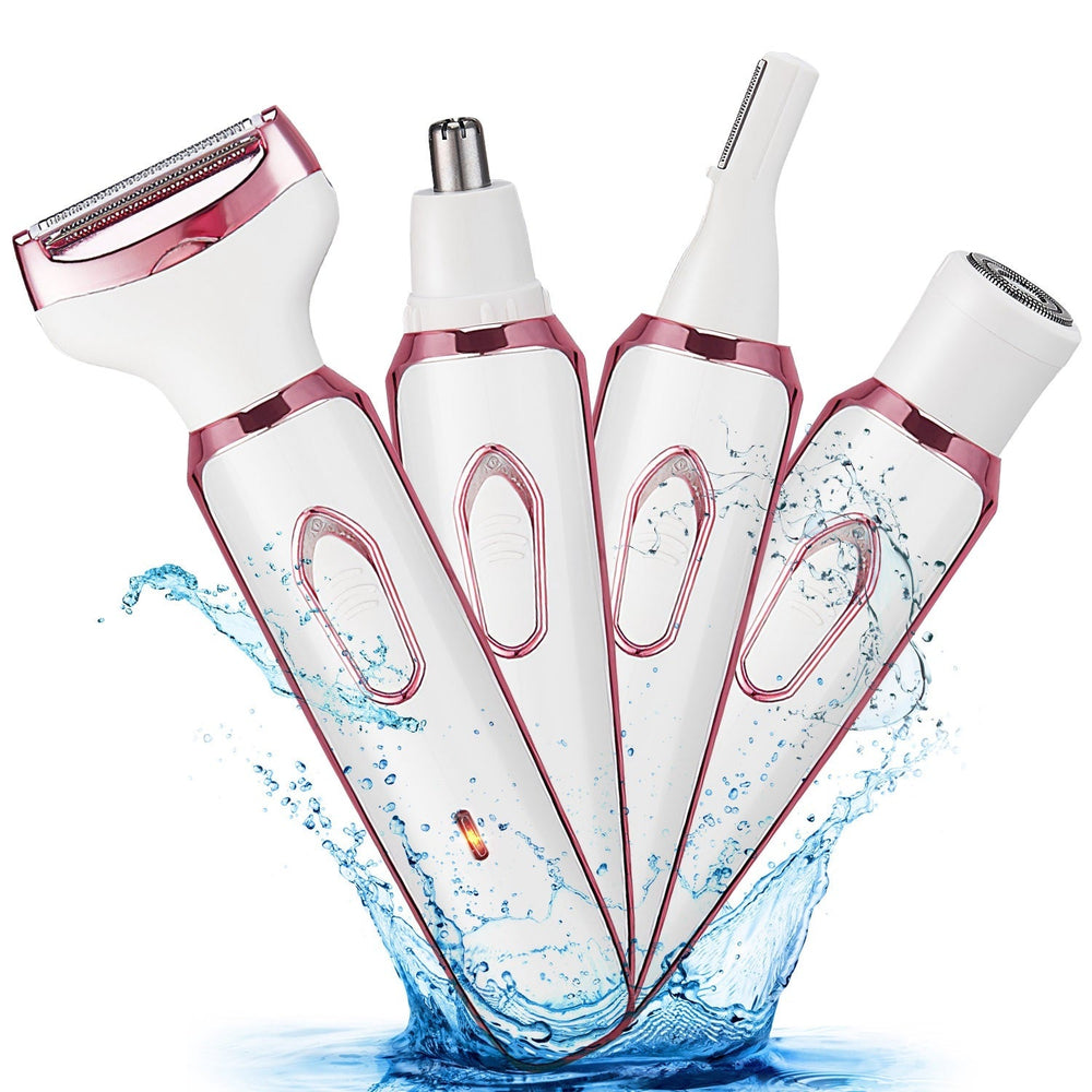 1Pc 4 In 1 Electric Razor For Women Painless Grooming Kit Rechargeable Eyebrow Nose Hair Pubic Hair Bikini Trimmer Face Shaver EX-STOCK