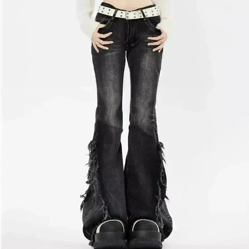Fashion American Slightly Flared Baggy Jeans Pant Women - EX-STOCK CANADA