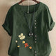 Casual Summer Beach Cotton And Linen Printed Elegant Short Sleeve blouse Top Women - EX-STOCK CANADA