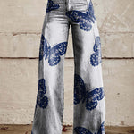 Women's Wide-leg Pants Fashion High Waist Casual Trousers 3D Printing 