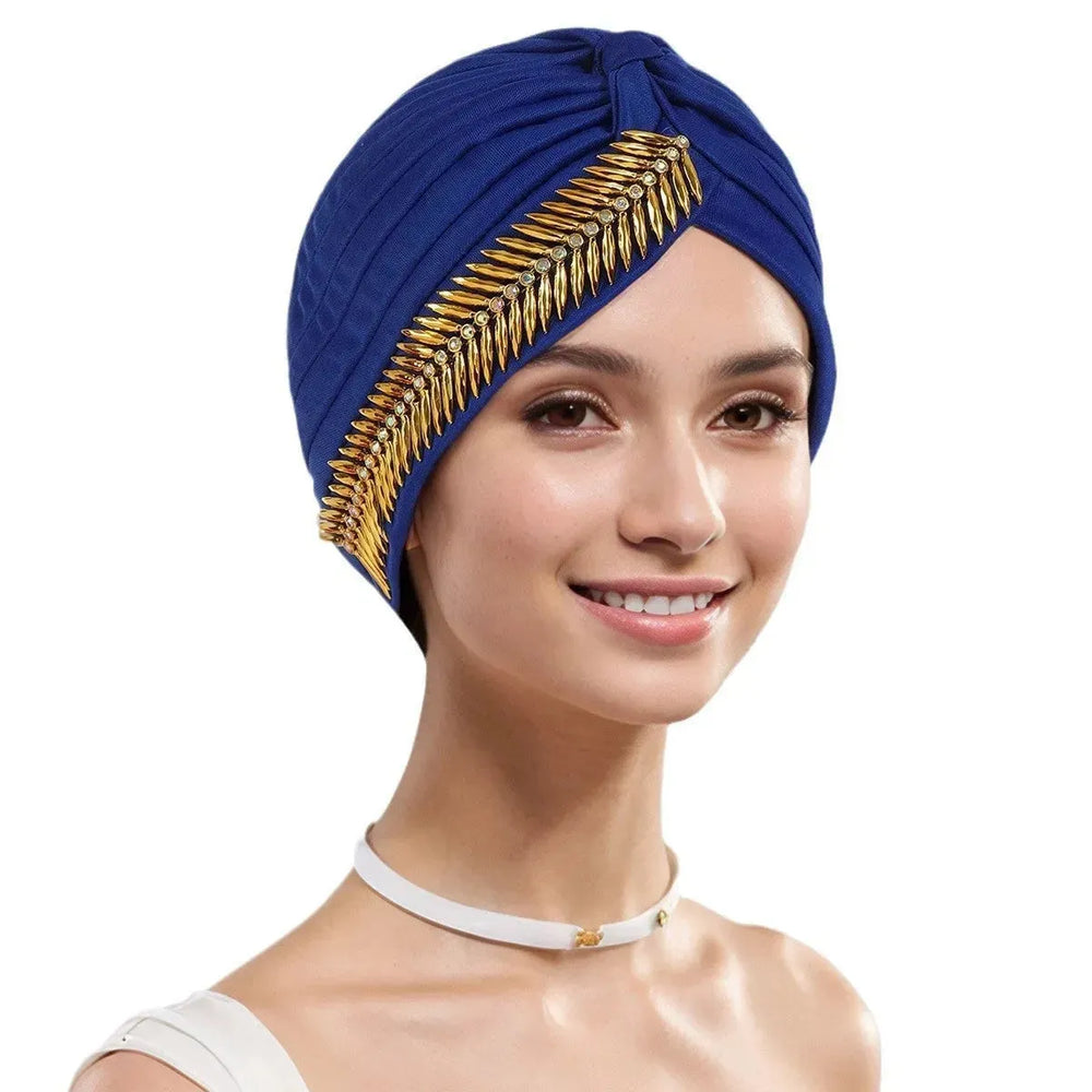 New Rhinestone Turban Cap For Women Pleated Elastic Head Wrap Stylish Ramadan Head Scarf Bonnet Chemo Cap Wedding African Hat - EX-STOCK CANADA