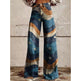 Thermal Transfer Bell-bottom Pants Simulation Denim Trousers Loose Pants 