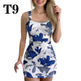 High Waist Women Dresses Spring And Summer Spaghetti Strap Large Flower Print Skirt - EX-STOCK CANADA