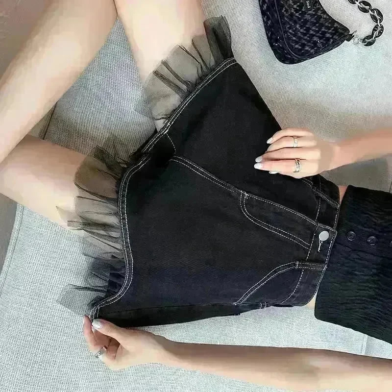 High Waist Design Denim Shorts For Women - EX-STOCK CANADA
