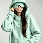 Green Women's Fleece-Lined Hoodie & Jogger Set with Eye Mask Hood – Pink, Black, Beige | S–3XL
