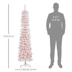 6ft Snow-Flocked Artificial Christmas Tree, Slim Pencil Xmas Tree With 395 Realistic Branches, Metal Base EX-STOCK Canada 