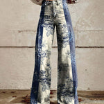 Women's Wide-leg Pants Fashion High Waist Casual Trousers 3D Printing 