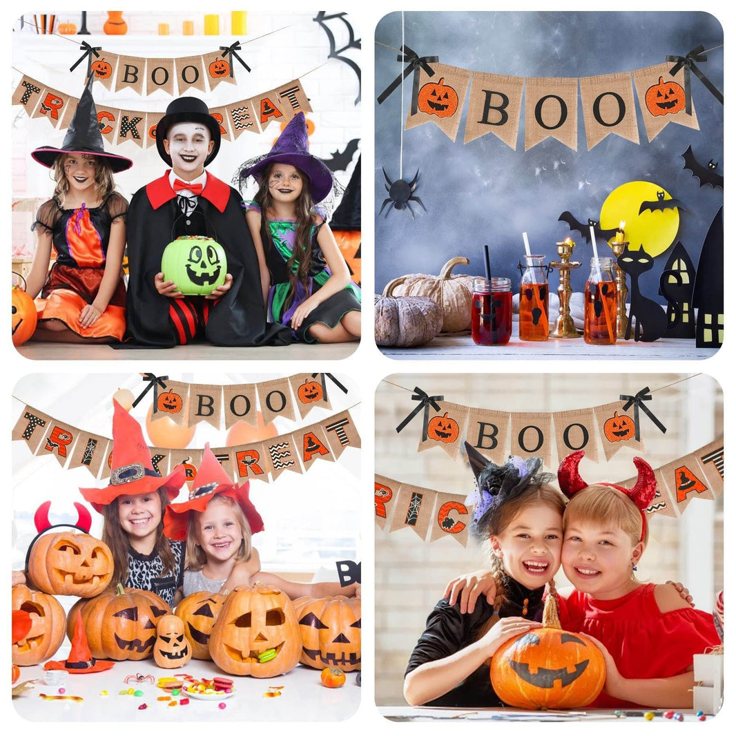 Halloween Burlap Banner Halloween Party Mantel Wall Hanging Supplies For Home Farmhouse Patio EX-STOCK
