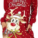 Women's Long-sleeved Christmas Hoodie Sweatshirt Dress Winter - EX-STOCK CANADA
