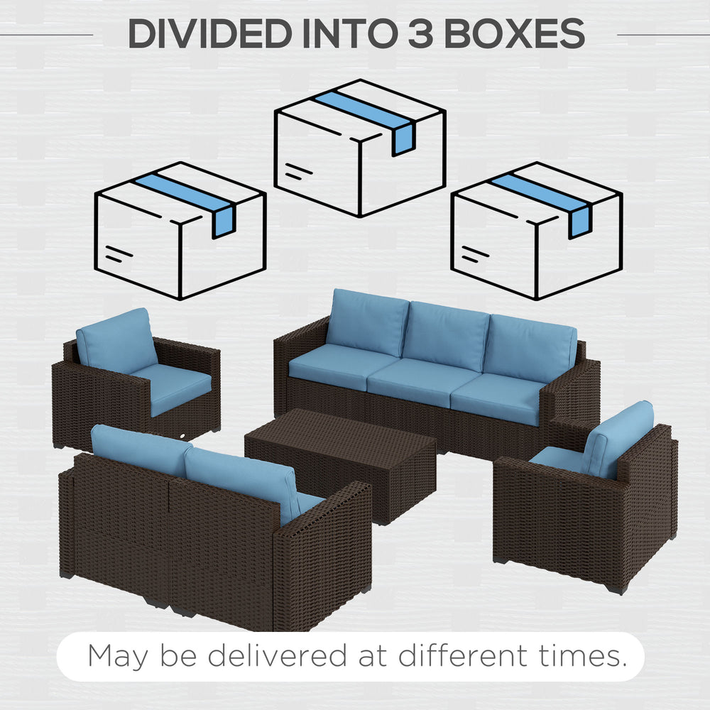 Juego de muebles de patio, cojines, sofá, loveseat, mesa de almacenamiento, azulEX-STOCK Canada 