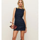 French Fashion Round Neck Slim Fit Denim Sleeveless Dress 