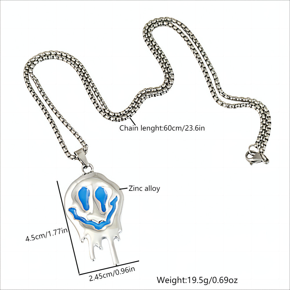 Zinc Alloy Noctilucent Necklace Halloween Ghost Glowing Grimace Pendant EX-STOCK