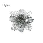 Glitter Artifical Christmas Flowers Christmas Tree Decorations For Home Fake Flowers Xmas Ornaments New Year Decor - EX-STOCK CANADA