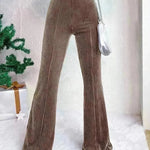 High Waist Lamp Wick Corduroy Bell-bottom Pants Wide Leg Women - EX-STOCK CANADA
