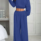 Women's Multi-Colour 2-Piece Off-Shoulder Loungewear Set, Cropped Long-Sleeve Top and Wide-Leg Pants, S–2XL