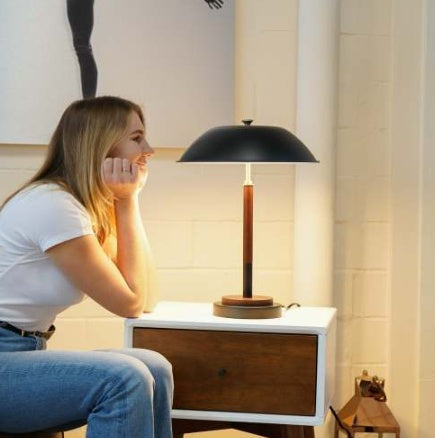 High Quality Hotel European Modern Bed Side Nightstand Decorative Led Table Desk Lamp, Cosmiclume Black Umbrella Shaped Table Lamp - Walnut - Bronze 110V EX-STOCK