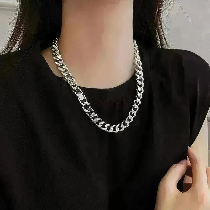Thick Cuban Link Chain Titanium Steel Necklace Clavicle Chain - EX-STOCK CANADA