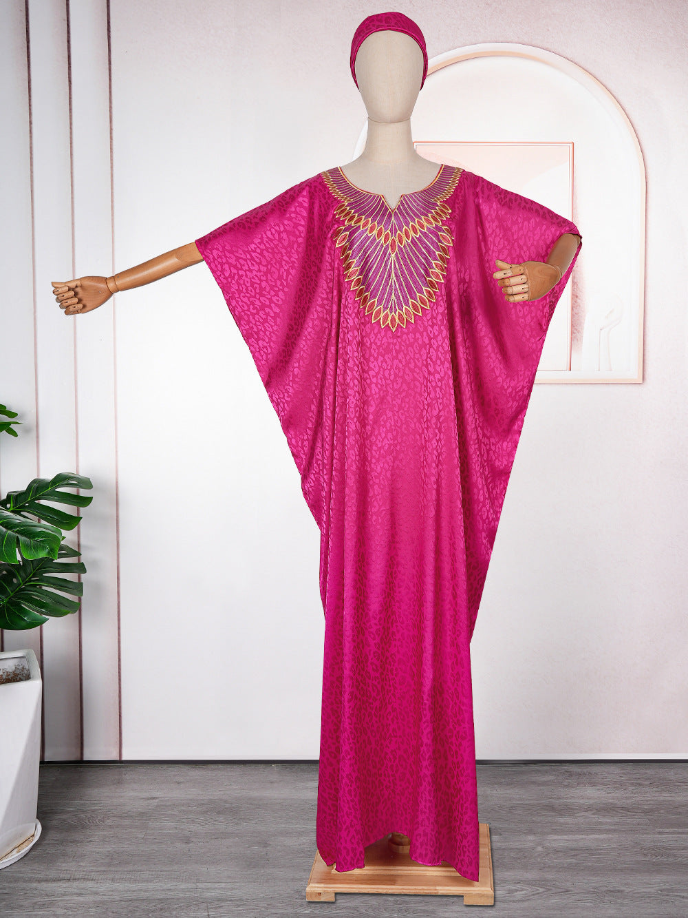 فستان أرجوحة كبير الطراز العرقي الأفريقي للشرق الأوسط من علي إكسبريس ملابس نسائية مسلمة بياقة على شكل V ومقاس كبير EX-STOCK Canada