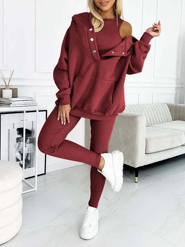3pcs Women Hoodie Athleisure Outfit set sweatsuit set - EX-STOCK CANADA