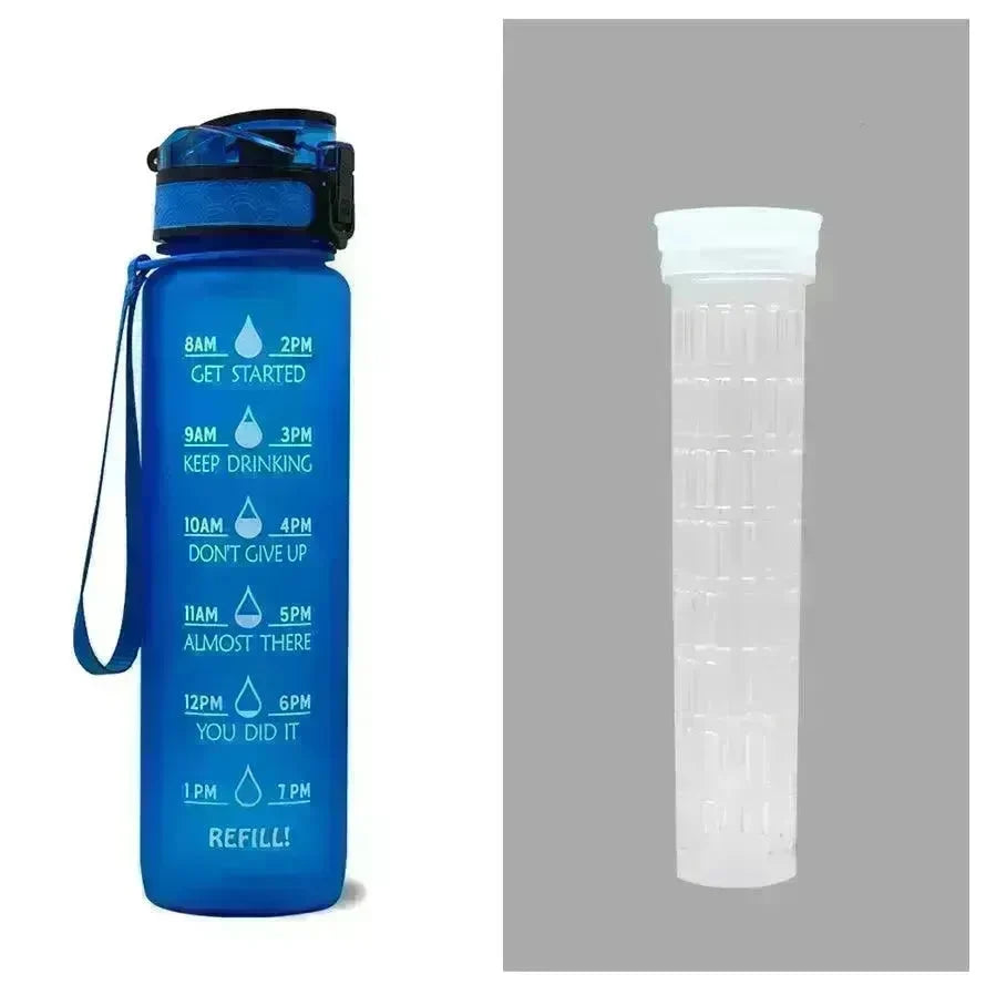 1L Tritan Water Bottle With Time Marker Bounce Cover Motivational Water Bottle Cycling Leakproof Cup For Sports Fitness Bottles - EX-STOCK CANADA