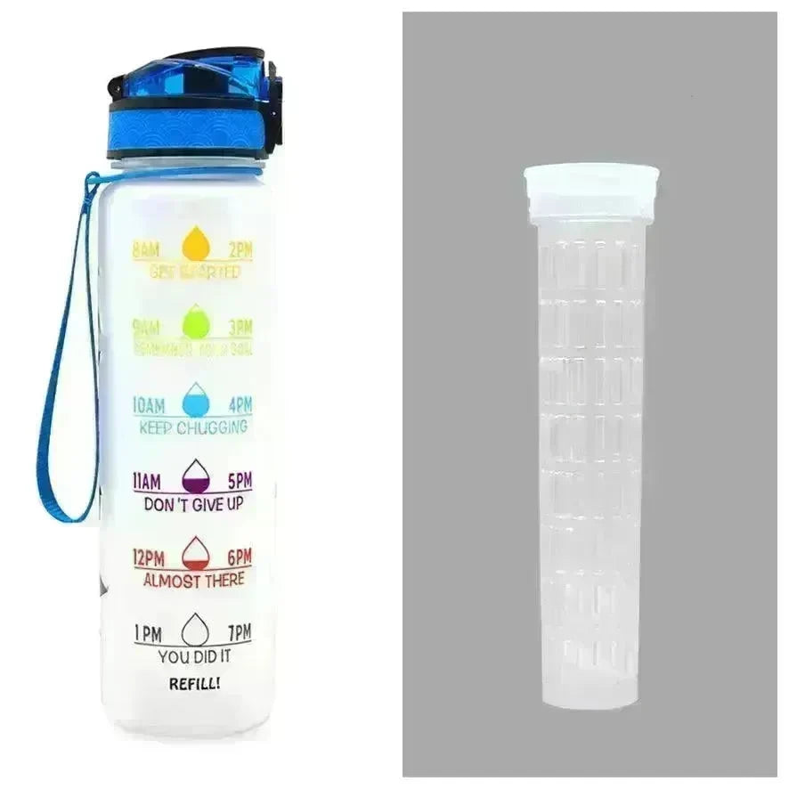 1L Tritan Water Bottle With Time Marker Bounce Cover Motivational Water Bottle Cycling Leakproof Cup For Sports Fitness Bottles - EX-STOCK CANADA
