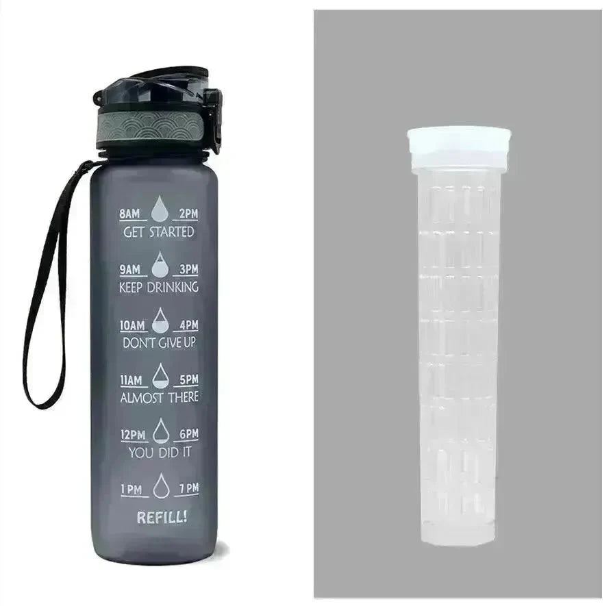 1L Tritan Water Bottle With Time Marker Bounce Cover Motivational Water Bottle Cycling Leakproof Cup For Sports Fitness Bottles - EX-STOCK CANADA