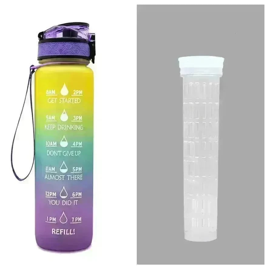 1L Tritan Water Bottle With Time Marker Bounce Cover Motivational Water Bottle Cycling Leakproof Cup For Sports Fitness Bottles - EX-STOCK CANADA