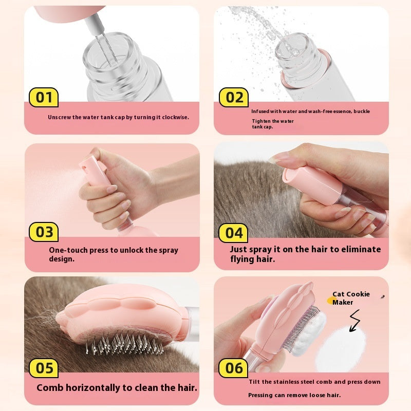 2 In 1 Self Cleaning Dog Brush Comb With Spray Pets Grooming Hair Remover Combs Brush Floating Hair Pet Grooming Brush Pet Products EX-STOCK Canada 