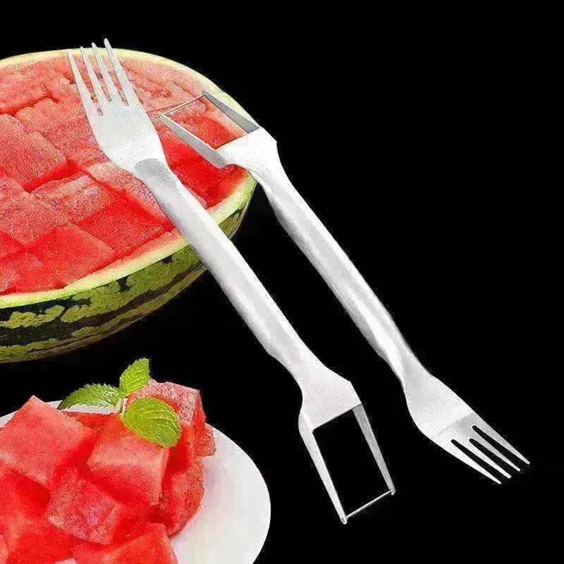 2 In 1 Slicer Multi purpose Stainless Steel Watermelon Fork - EX-STOCK CANADA