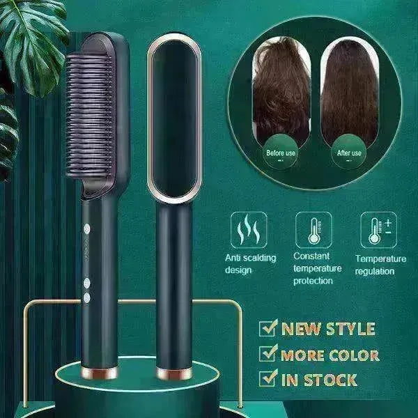 2-In-1 Hair Straightener Hot Comb - Dual-Use Rotating Electric Brush - EX-STOCK CANADA