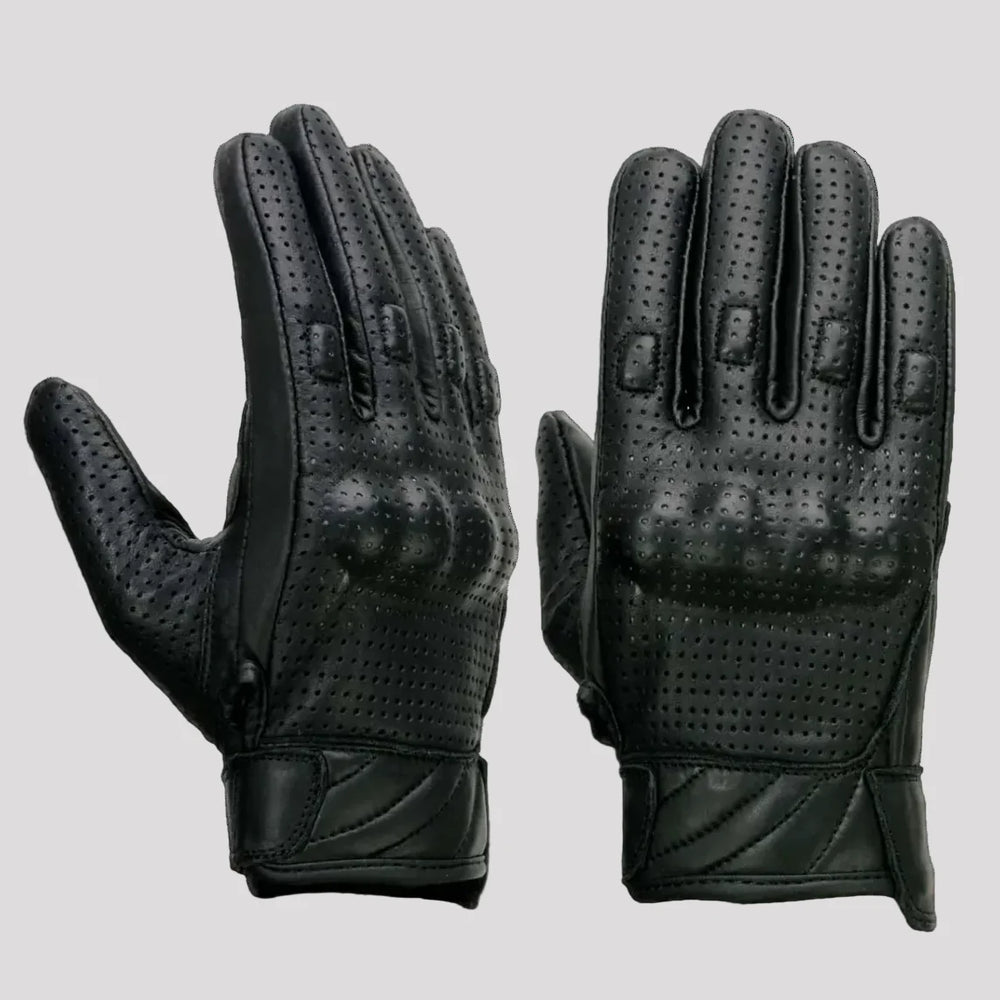 Open Road Men's Perforated Armored Leather Motorcycle Gloves 