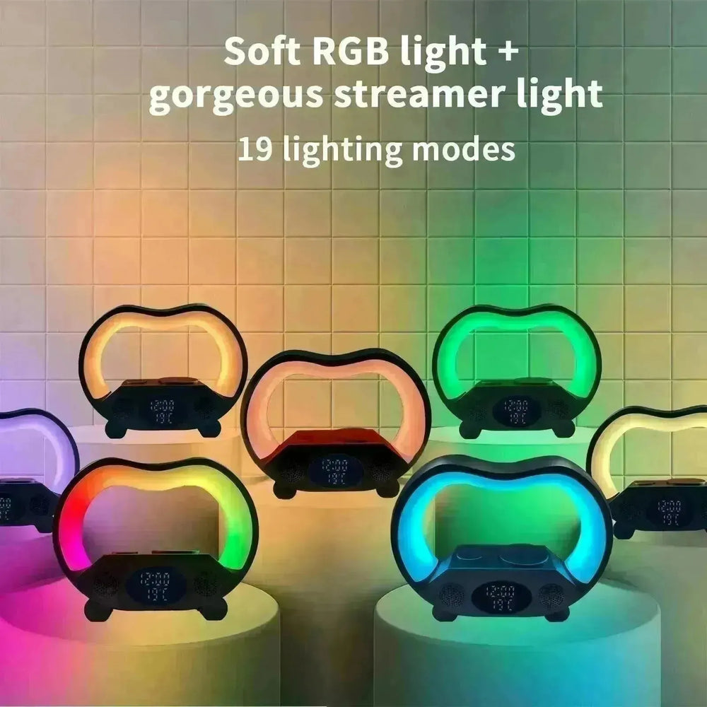 2024 New 6 In 1 Smart Remote Control Bluetooth Ambience Intelligent LED Table Lamp Multi-function Wireless Charger Night Light Bluetooth Speaker - EX-STOCK CANADA