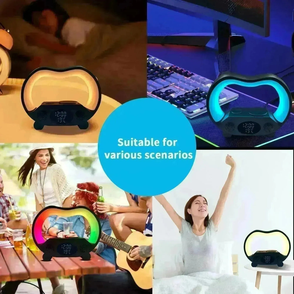 2024 New 6 In 1 Smart Remote Control Bluetooth Ambience Intelligent LED Table Lamp Multi-function Wireless Charger Night Light Bluetooth Speaker - EX-STOCK CANADA