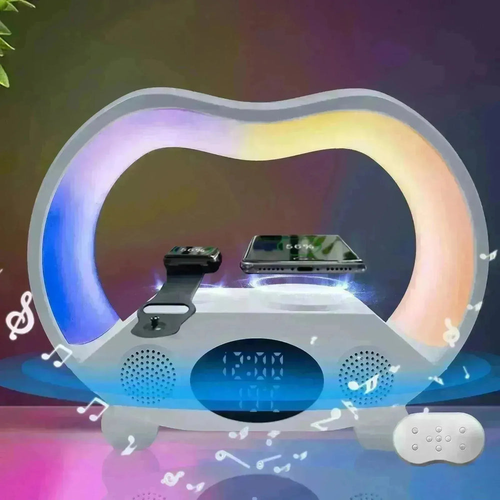 2024 New 6 In 1 Smart Remote Control Bluetooth Ambience Intelligent LED Table Lamp Multi-function Wireless Charger Night Light Bluetooth Speaker - EX-STOCK CANADA