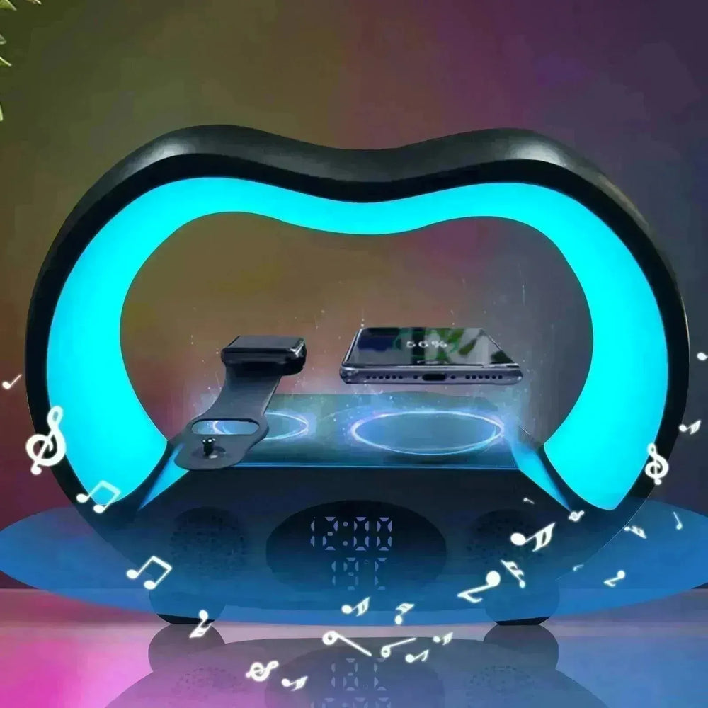 2024 New 6 In 1 Smart Remote Control Bluetooth Ambience Intelligent LED Table Lamp Multi-function Wireless Charger Night Light Bluetooth Speaker - EX-STOCK CANADA